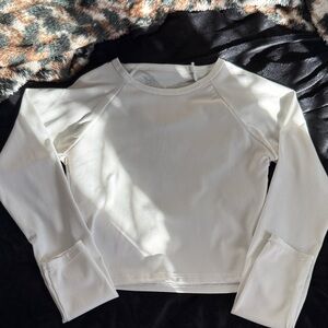 White Long Sleeve Ribbed Top